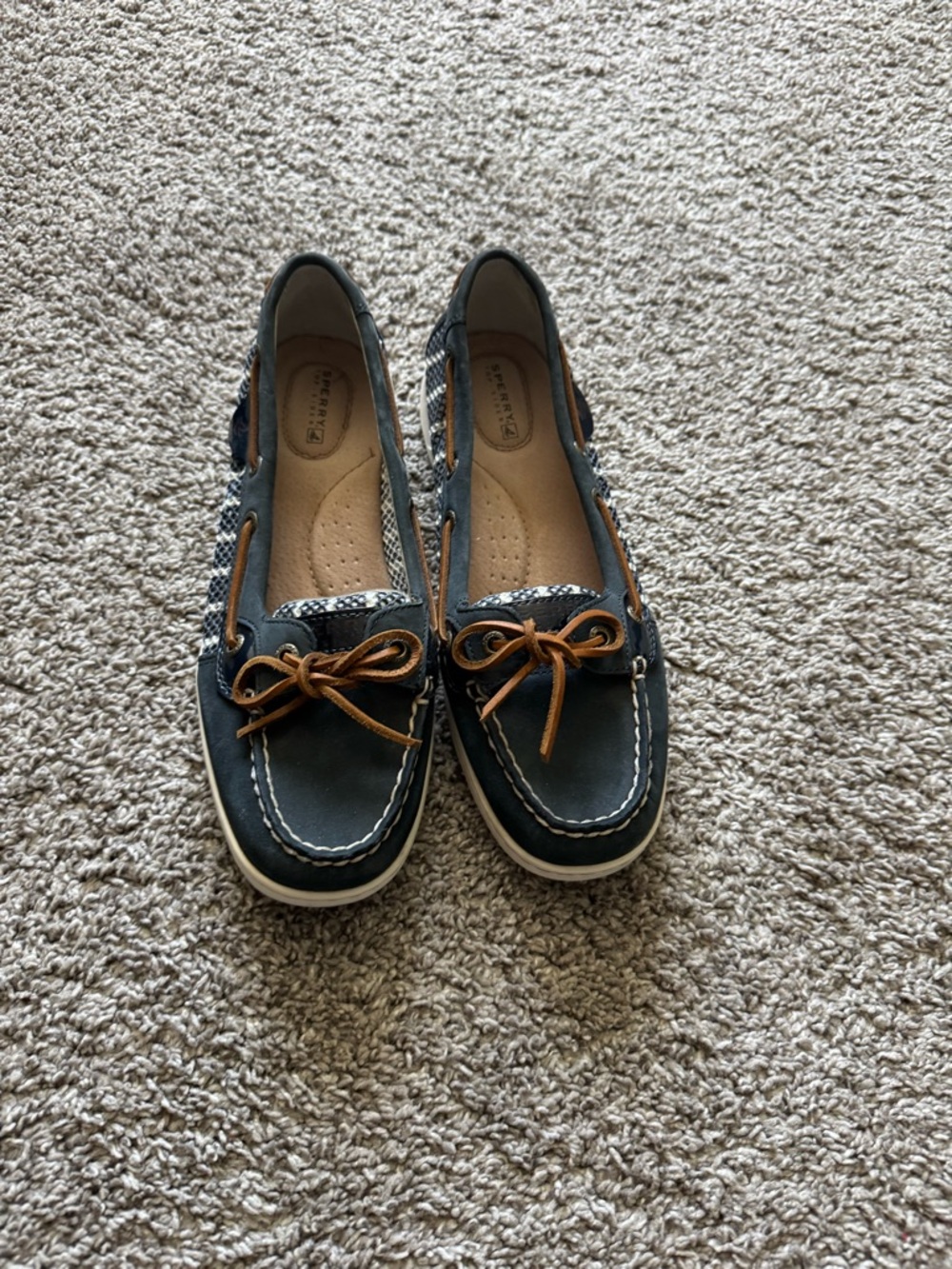 Sperry Navy and Brown Leather Moccasin Boat Shoes